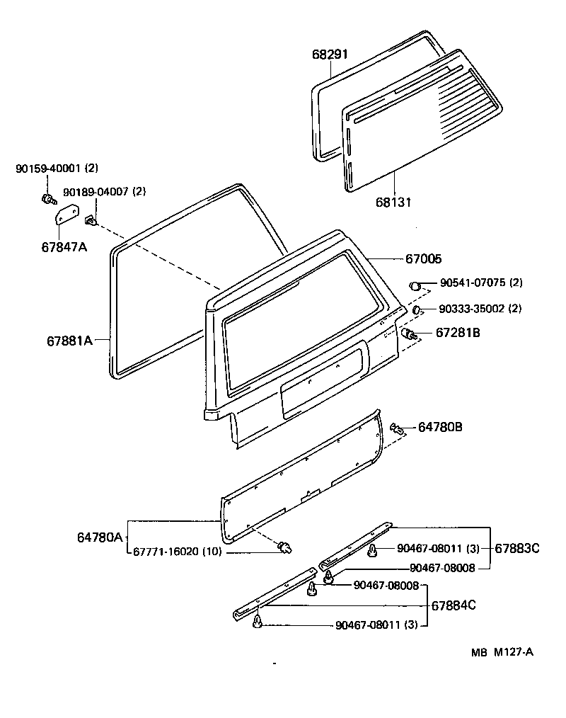  CROWN |  BACK DOOR PANEL GLASS