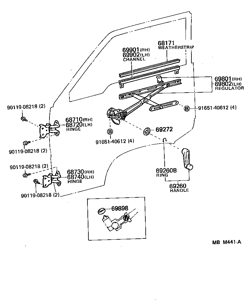  HIACE VAN WAGON |  FRONT DOOR WINDOW REGULATOR HINGE