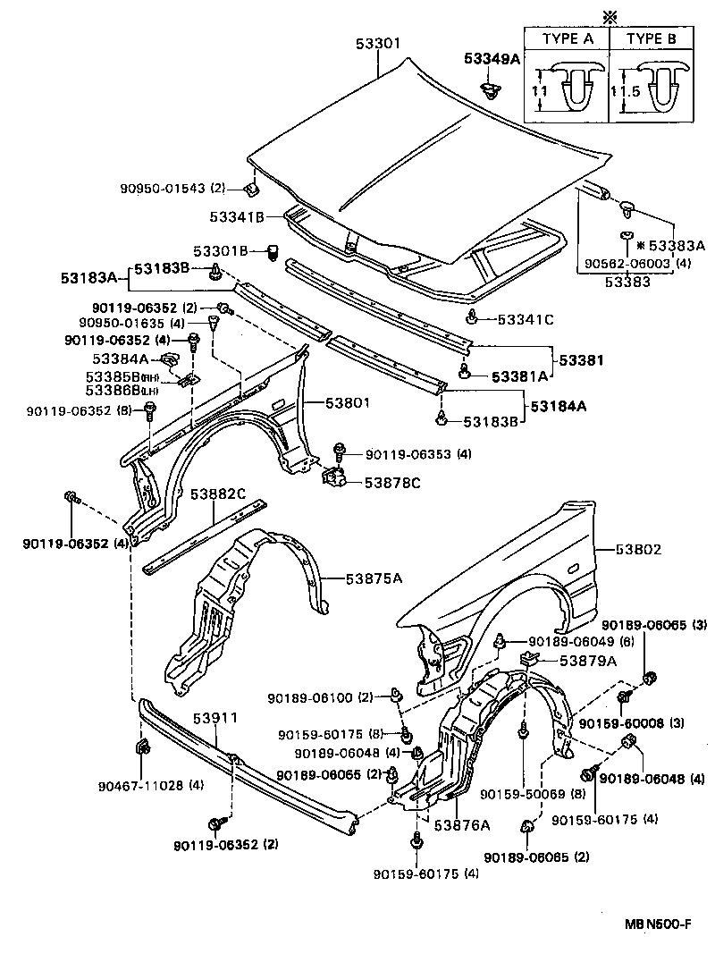  CARINA FF |  HOOD FRONT FENDER