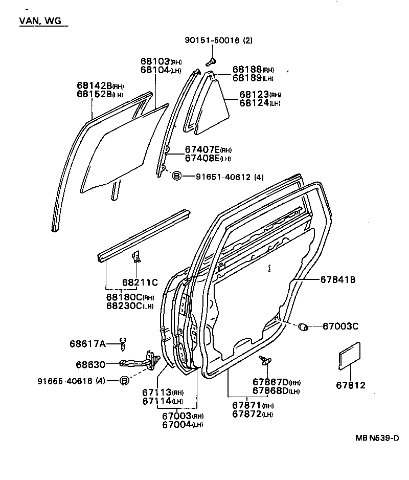  CARINA FF |  REAR DOOR PANEL GLASS