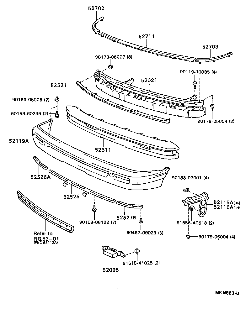  CAMRY VISTA |  FRONT BUMPER BUMPER STAY