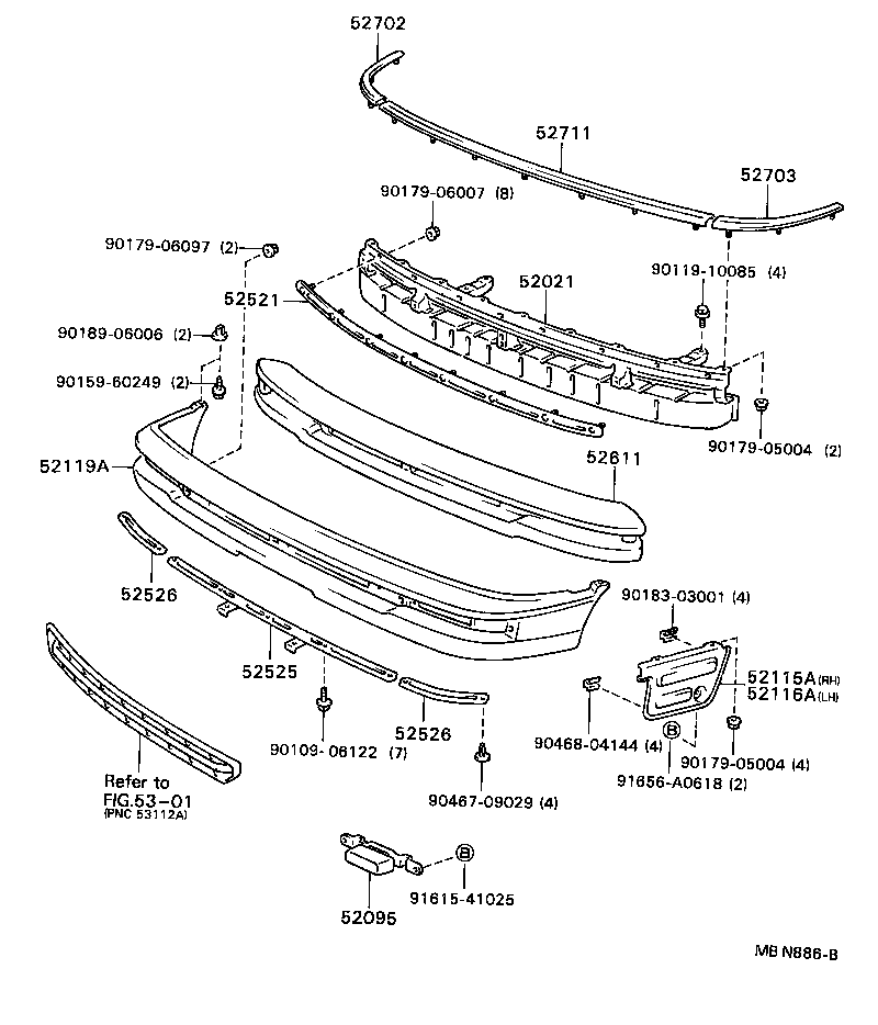  CAMRY VISTA |  FRONT BUMPER BUMPER STAY