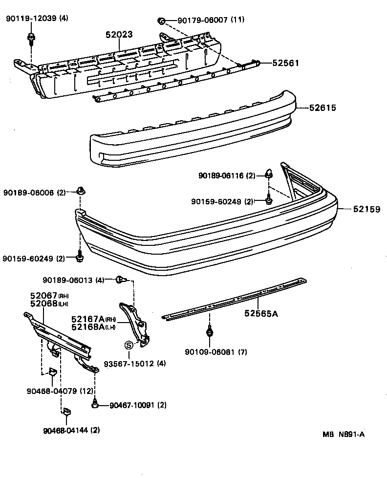  CAMRY VISTA |  REAR BUMPER BUMPER STAY