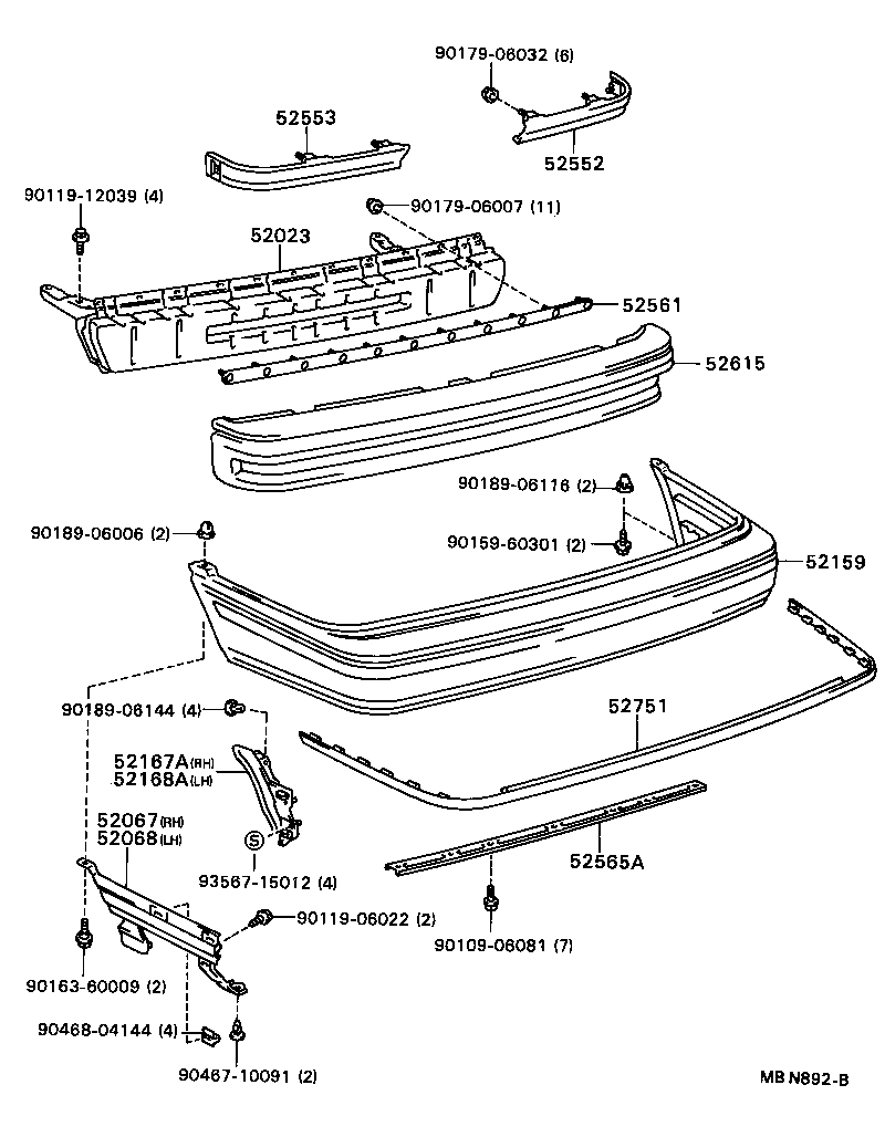  CAMRY VISTA |  REAR BUMPER BUMPER STAY