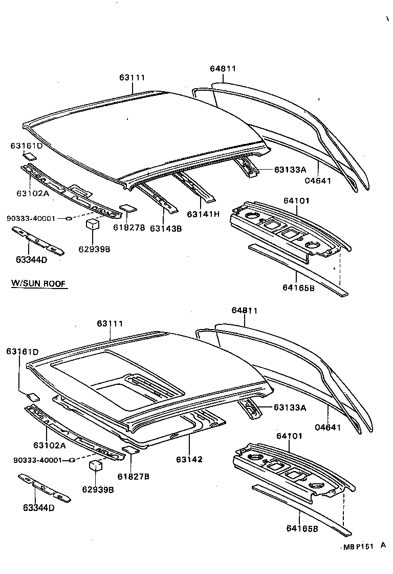  CAMRY VISTA |  ROOF PANEL BACK WINDOW GLASS