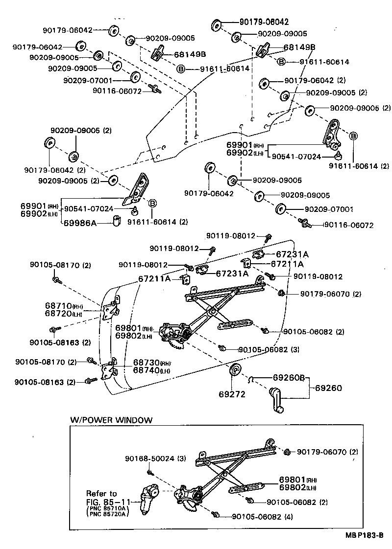  CAMRY VISTA |  FRONT DOOR WINDOW REGULATOR HINGE