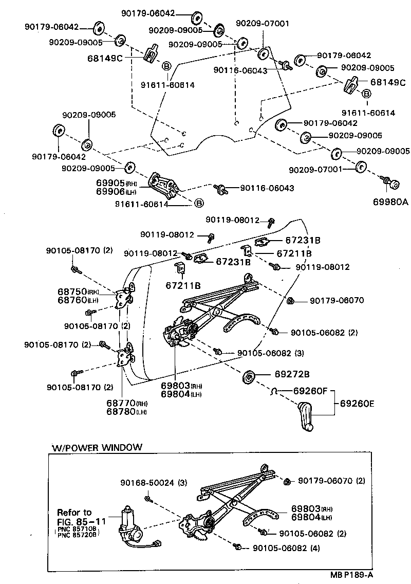  CAMRY VISTA |  REAR DOOR WINDOW REGULATOR HINGE
