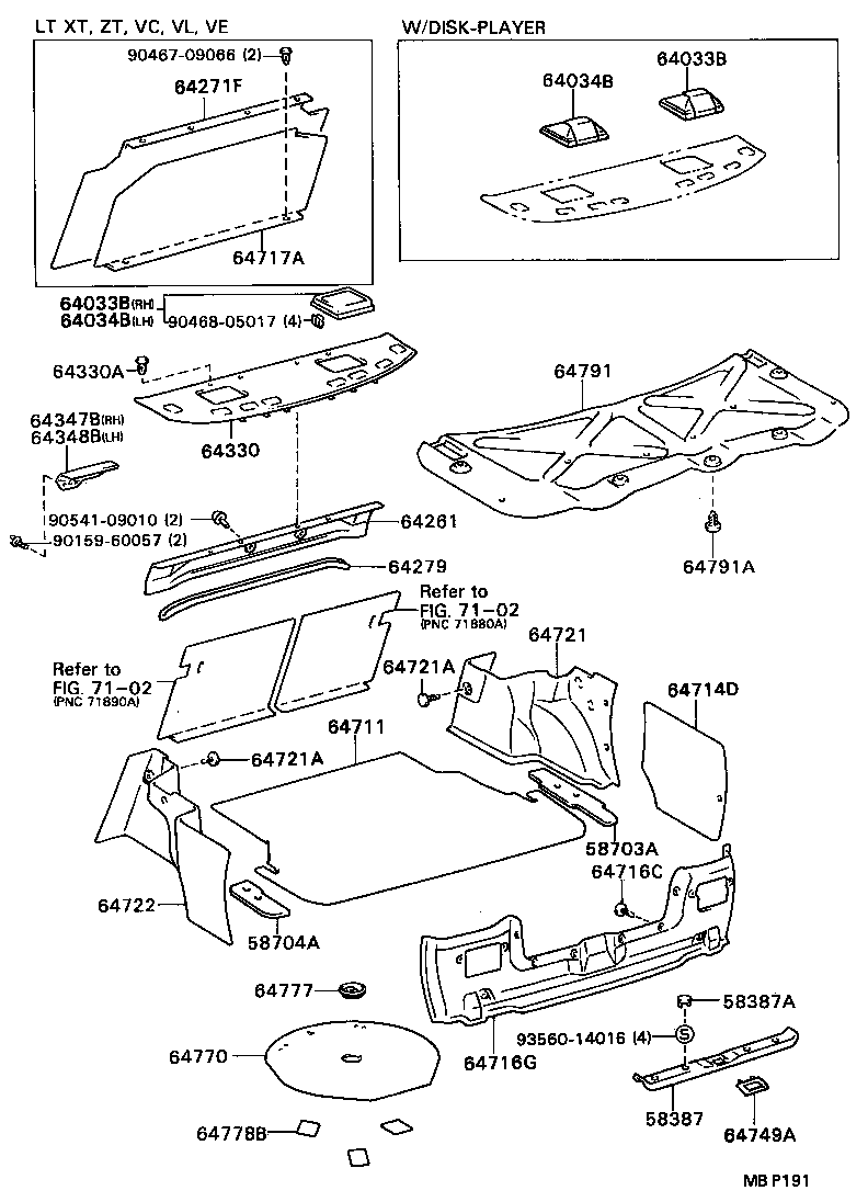 CAMRY VISTA | PACKAGE TRAY PANEL LUGGAGE COMPARTMENT MAT