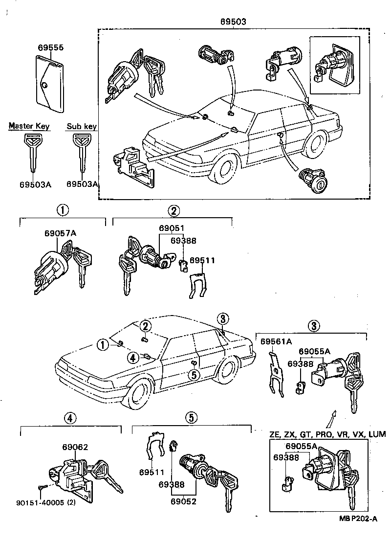  CAMRY VISTA |  LOCK CYLINDER SET