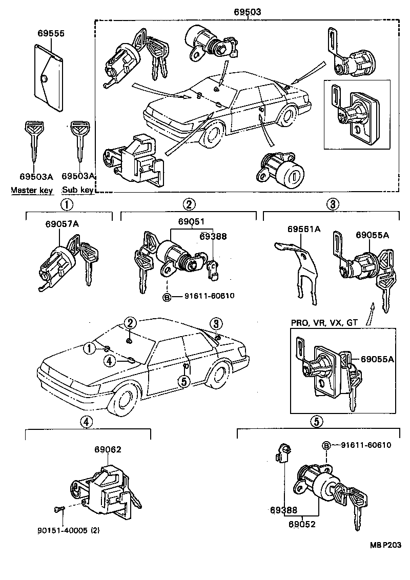  CAMRY VISTA |  LOCK CYLINDER SET