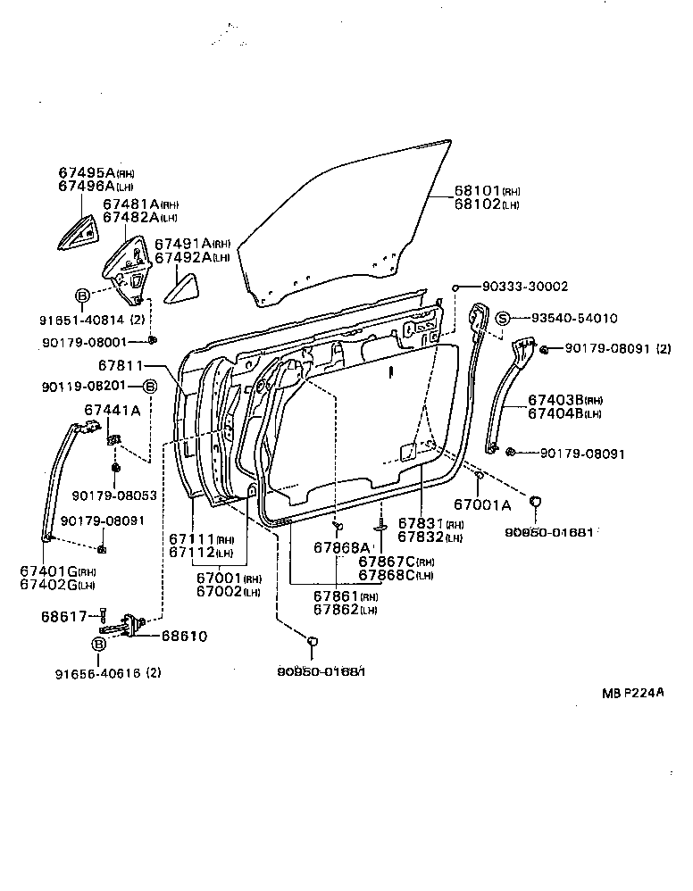 CAMRY VISTA |  FRONT DOOR PANEL GLASS
