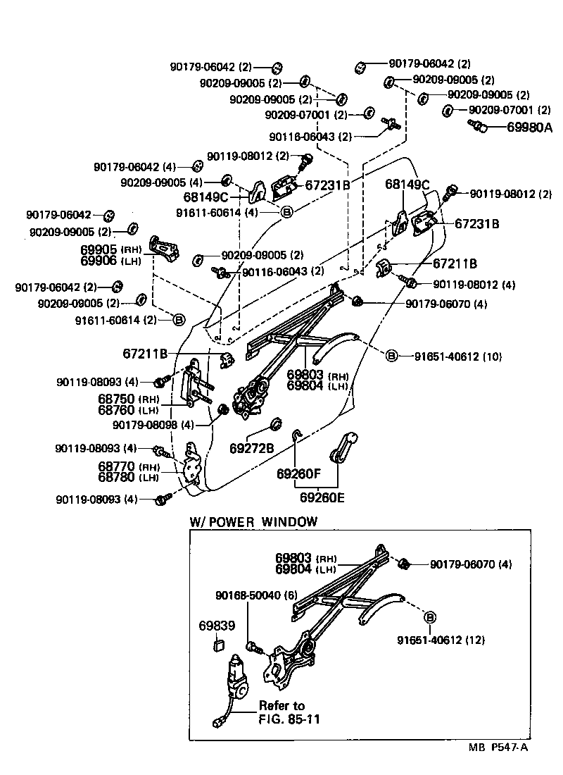  CHASER |  REAR DOOR WINDOW REGULATOR HINGE