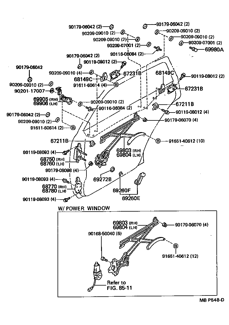  CRESTA |  REAR DOOR WINDOW REGULATOR HINGE