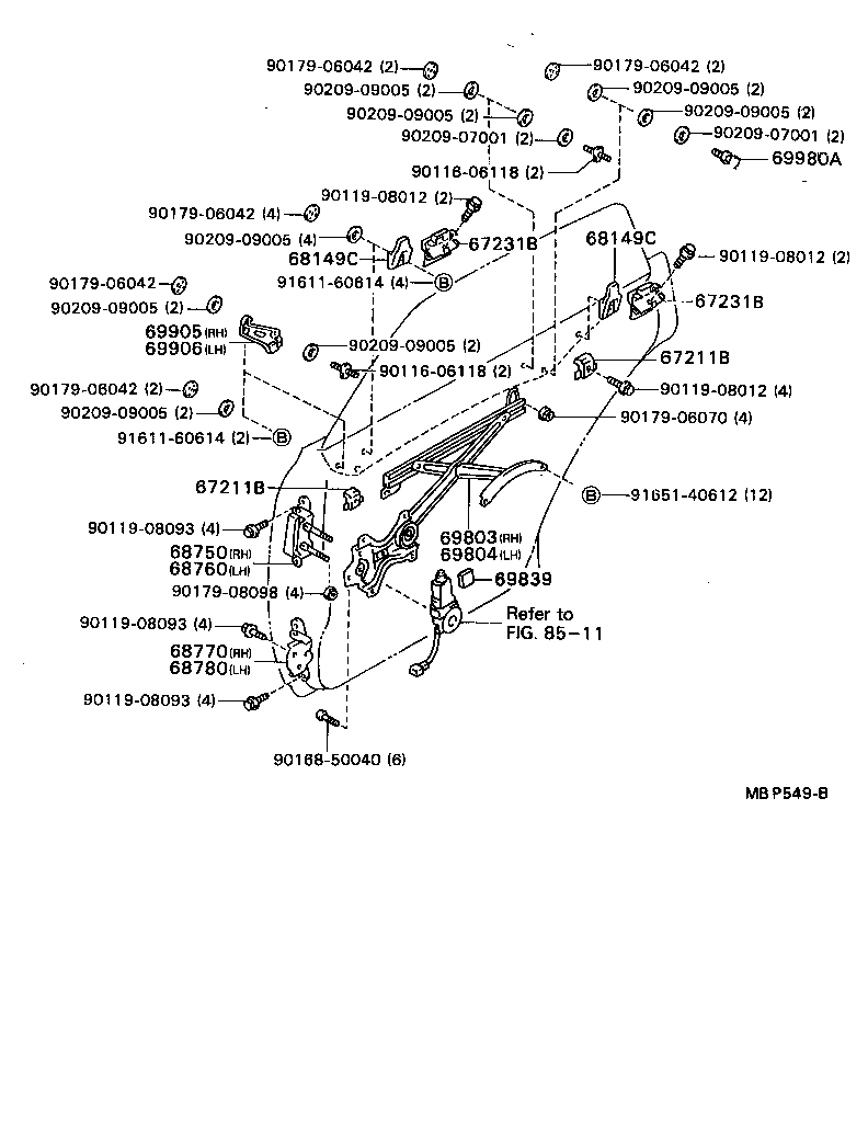  MARK 2 |  REAR DOOR WINDOW REGULATOR HINGE
