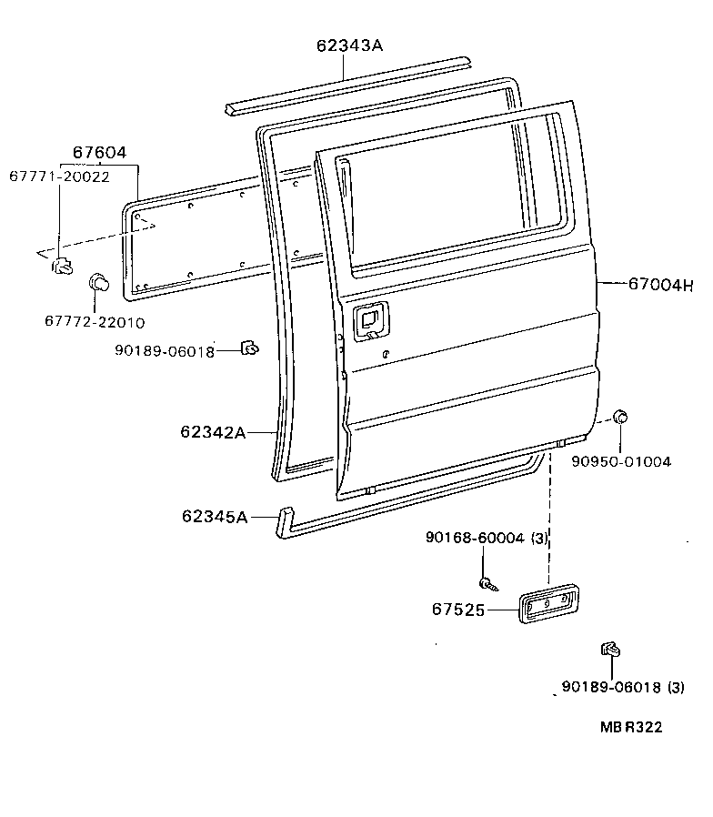  DYNA TOYOACE |  REAR DOOR PANEL GLASS