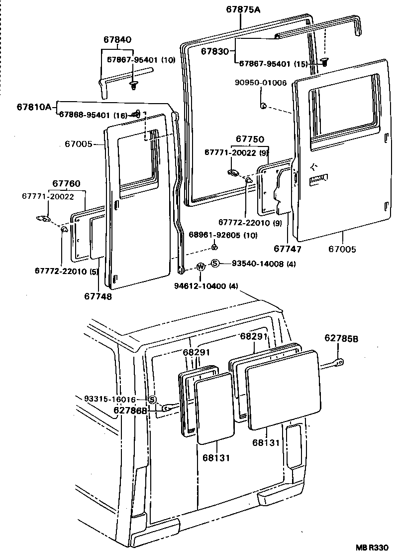  DYNA TOYOACE |  BACK DOOR PANEL GLASS