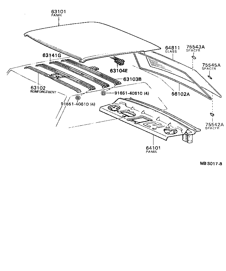  CENTURY |  ROOF PANEL BACK WINDOW GLASS