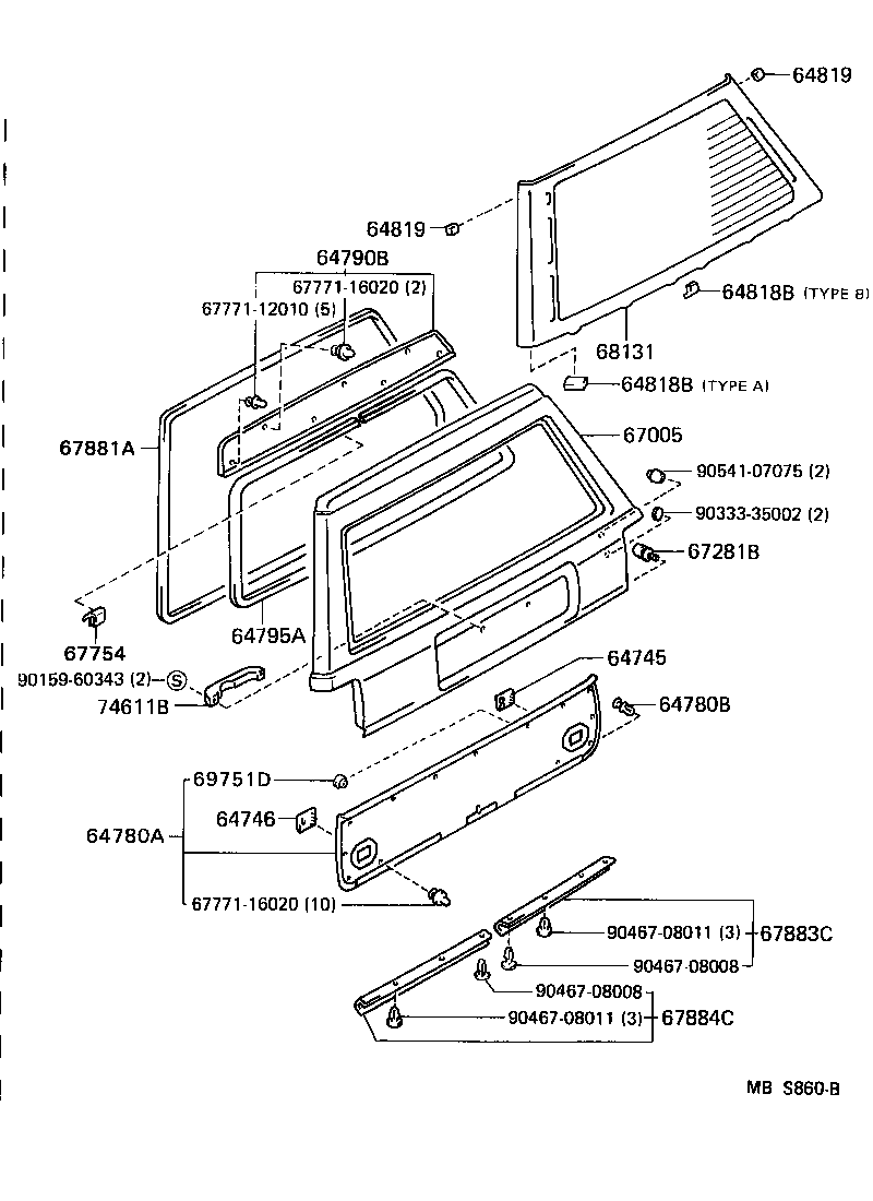  CROWN |  BACK DOOR PANEL GLASS