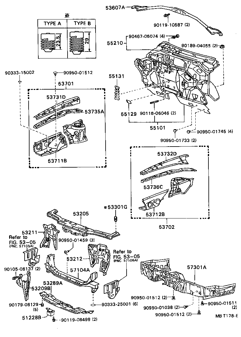  CARINA ED |  FRONT FENDER APRON DASH PANEL