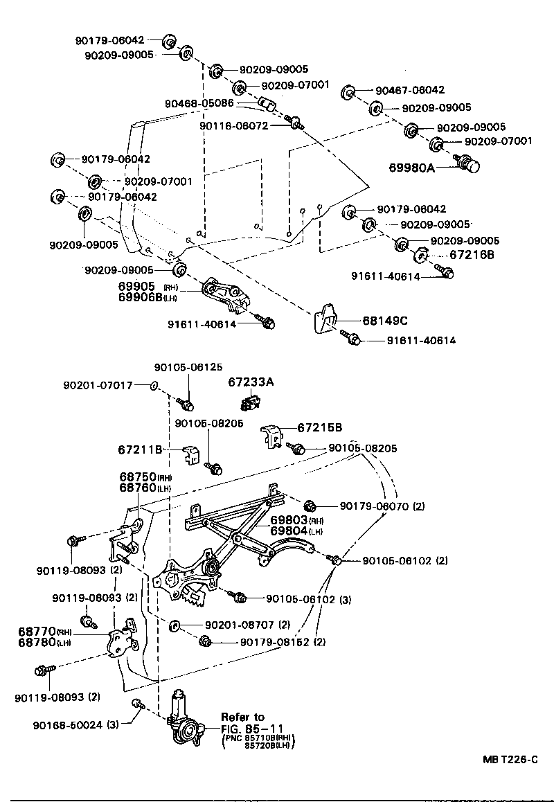  CARINA ED |  REAR DOOR WINDOW REGULATOR HINGE