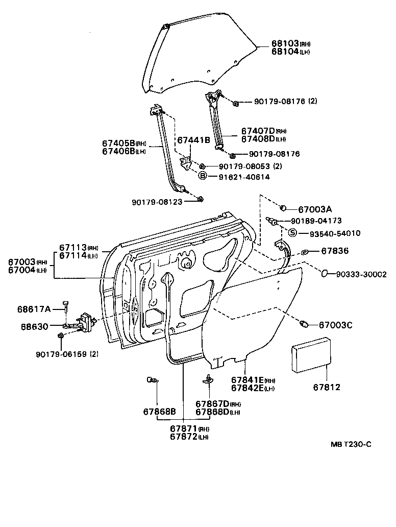  CARINA ED |  REAR DOOR PANEL GLASS