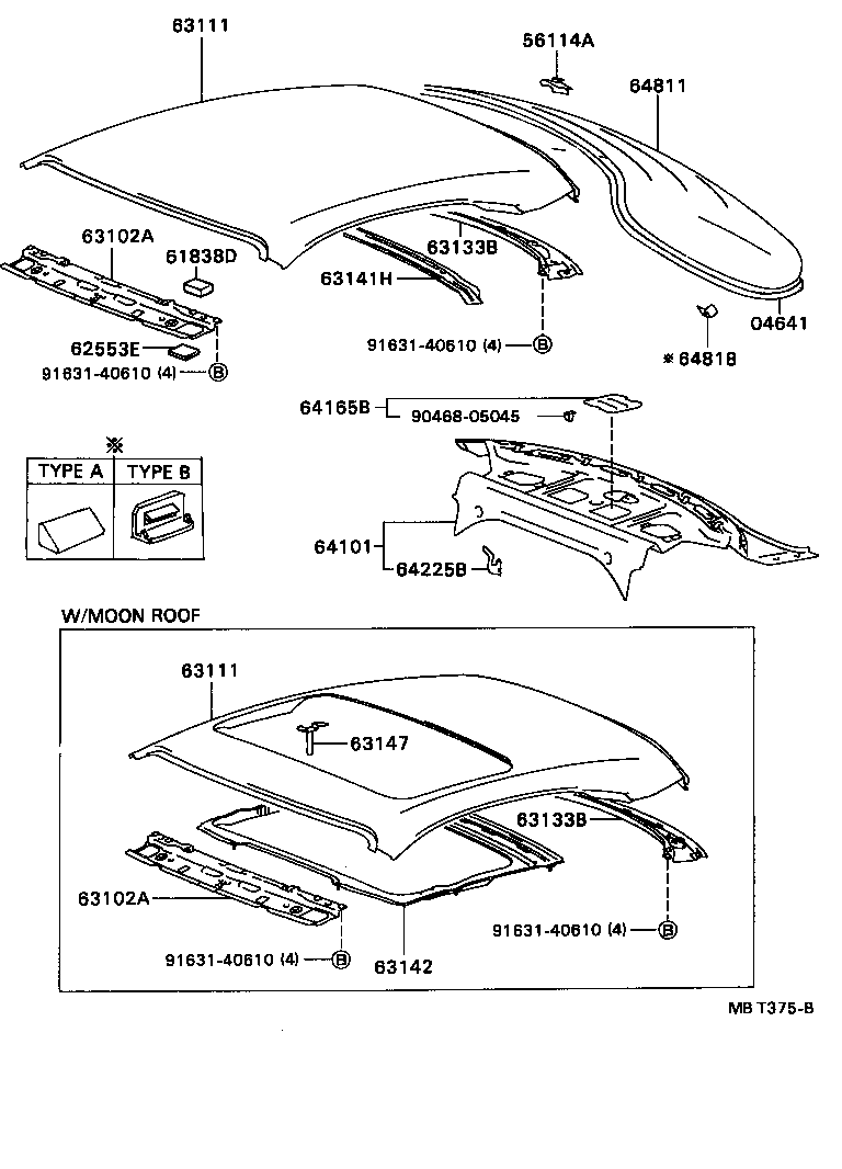  CARINA ED |  ROOF PANEL BACK WINDOW GLASS