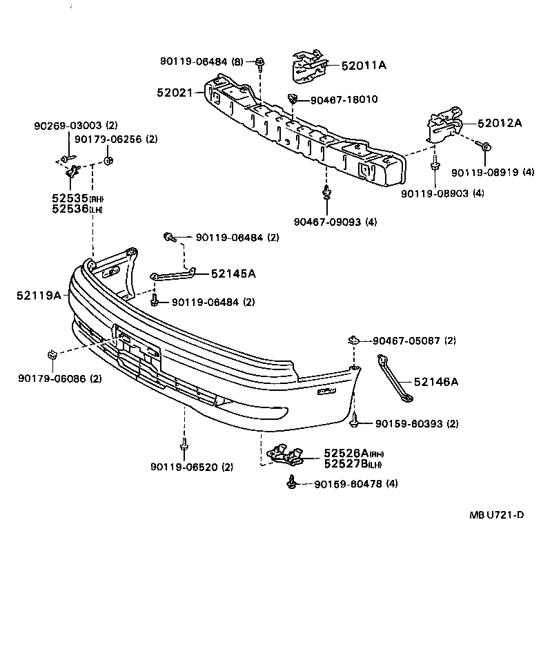  CAMRY VISTA |  FRONT BUMPER BUMPER STAY
