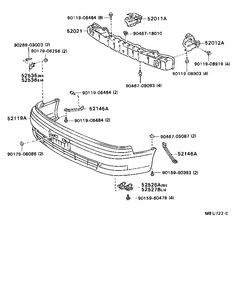  CAMRY VISTA |  FRONT BUMPER BUMPER STAY