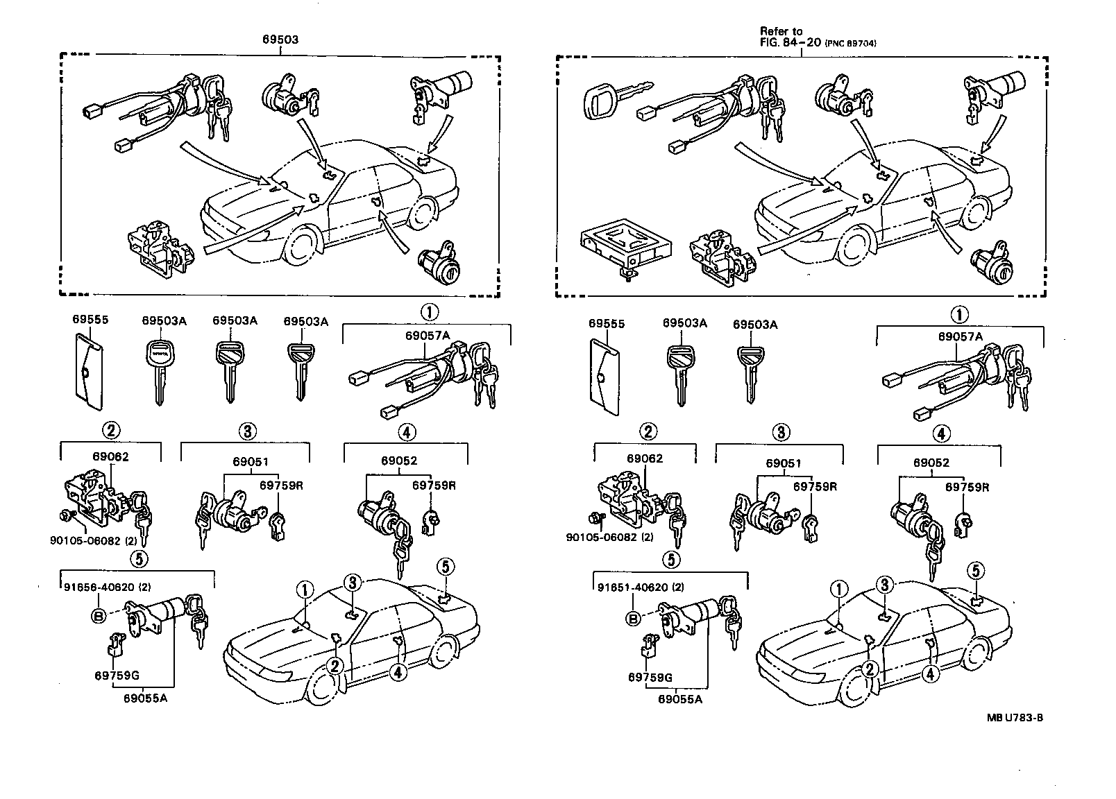  CAMRY VISTA |  LOCK CYLINDER SET