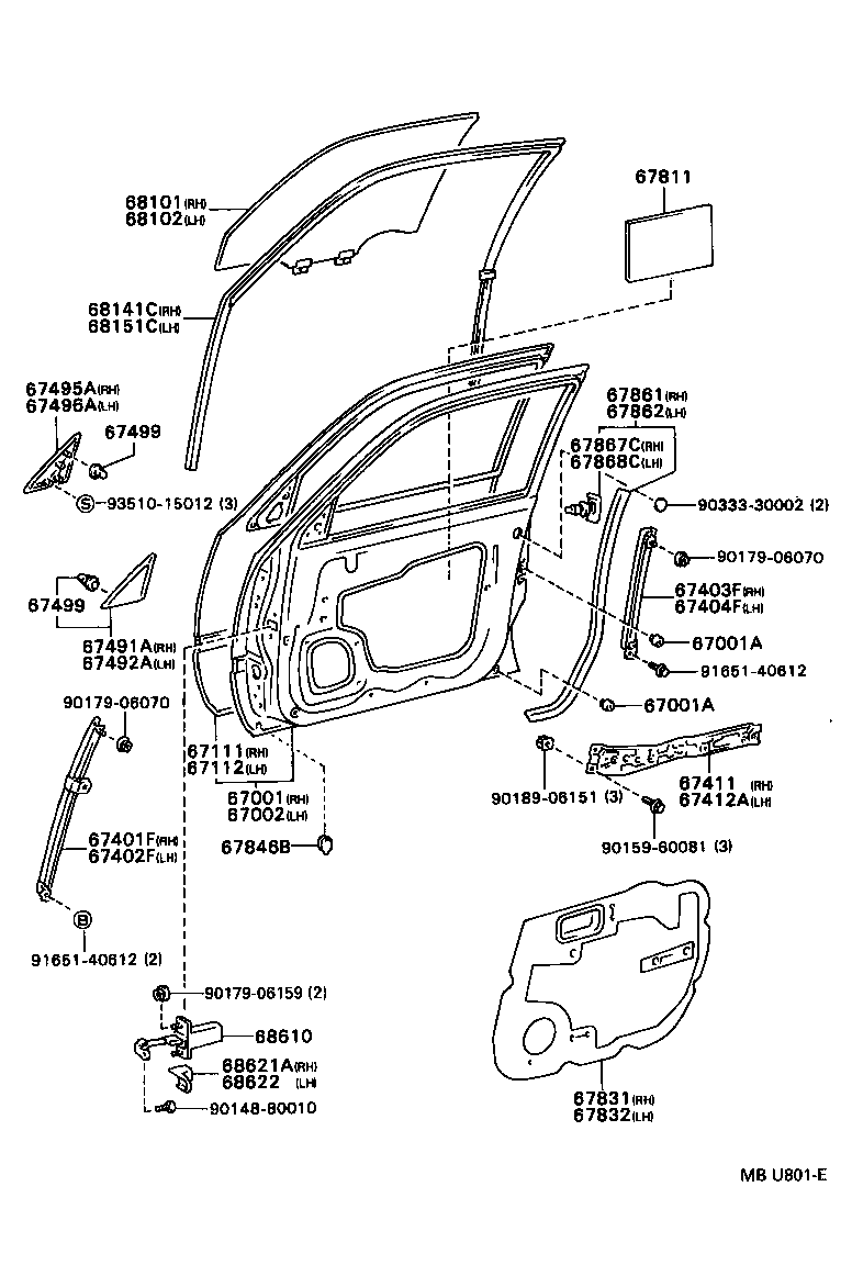  CAMRY VISTA |  FRONT DOOR PANEL GLASS