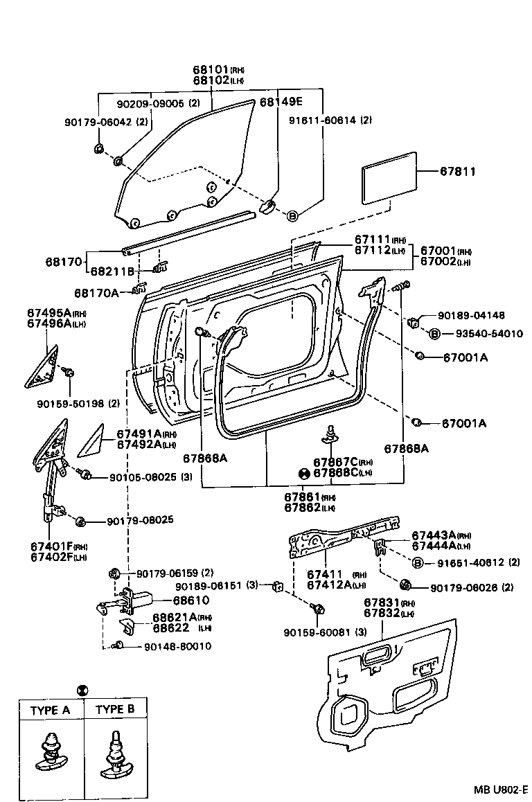  CAMRY VISTA |  FRONT DOOR PANEL GLASS