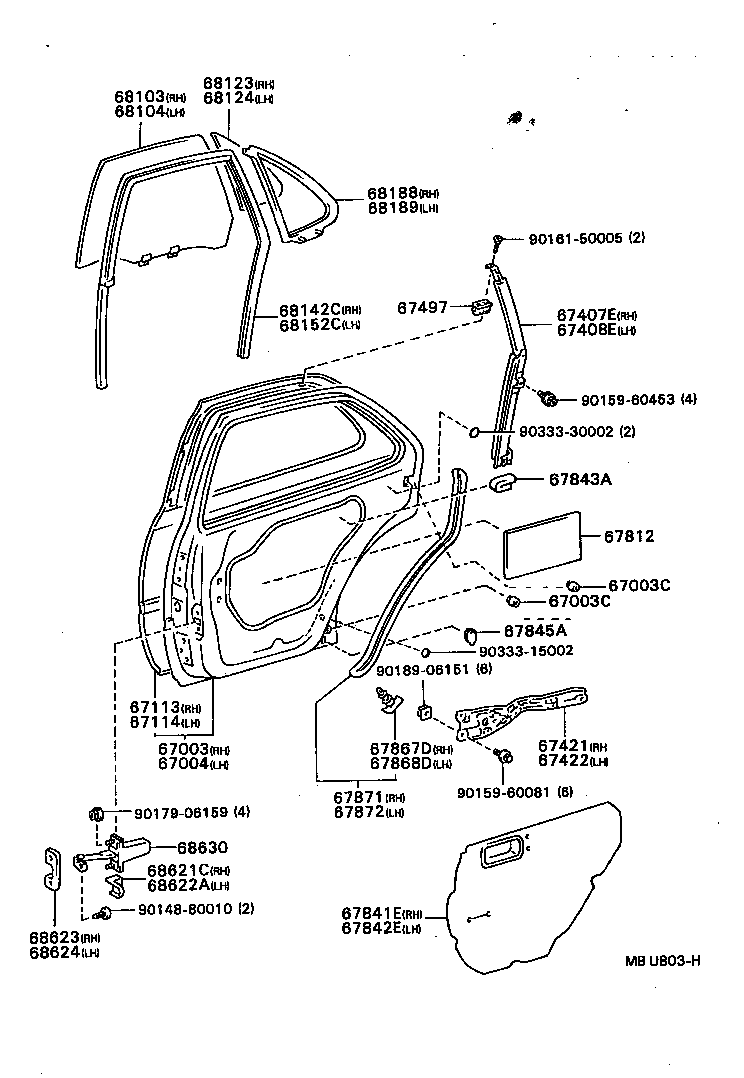  CAMRY VISTA |  REAR DOOR PANEL GLASS