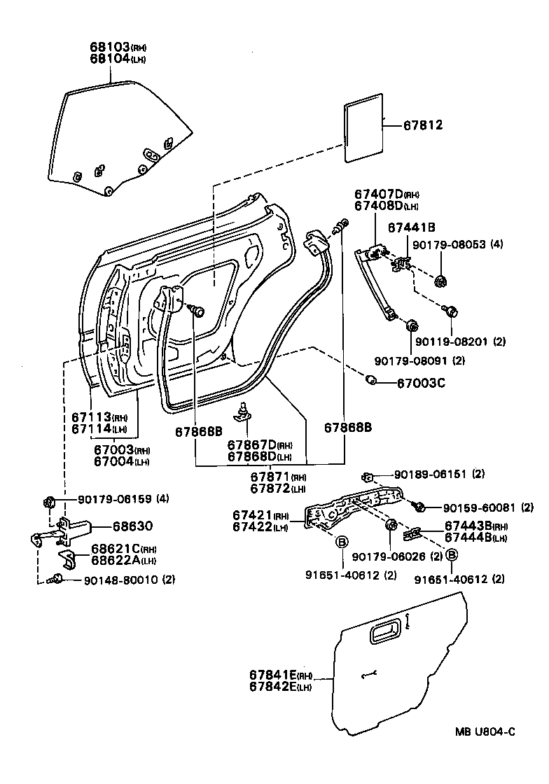  CAMRY VISTA |  REAR DOOR PANEL GLASS