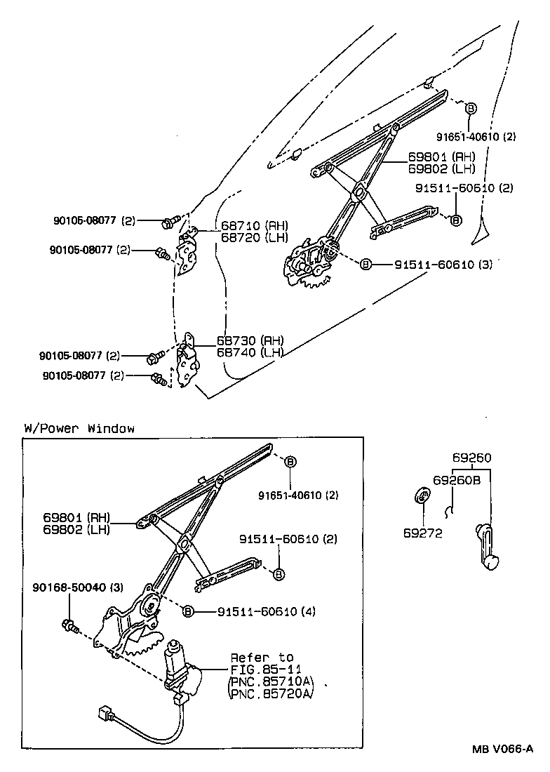  SPRINTER CARIB |  FRONT DOOR WINDOW REGULATOR HINGE