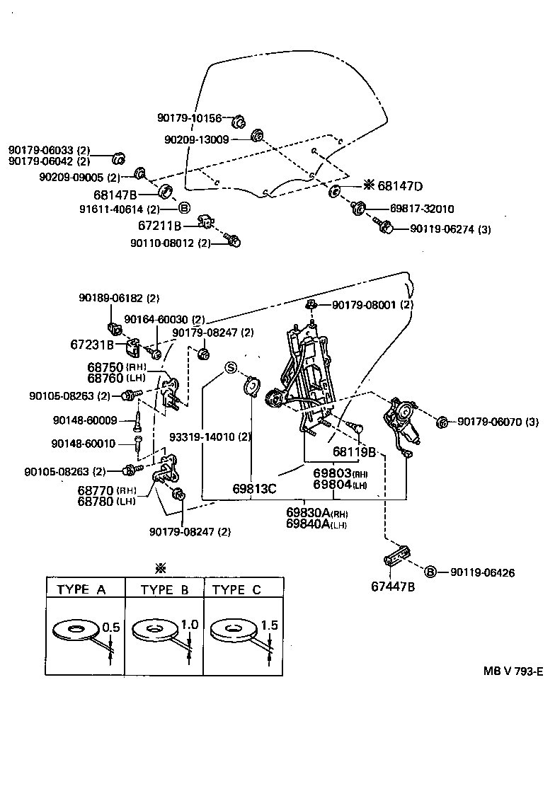  CROWN CROWN MAJESTA |  REAR DOOR WINDOW REGULATOR HINGE
