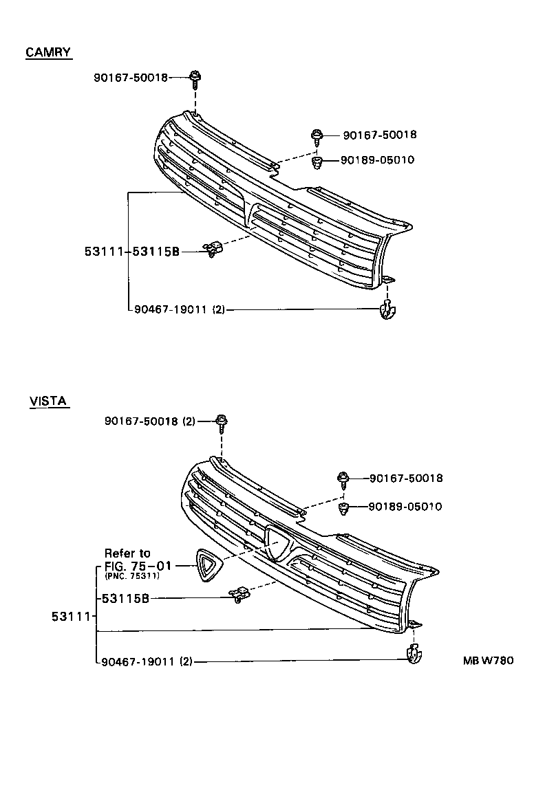  CAMRY VISTA |  RADIATOR GRILLE