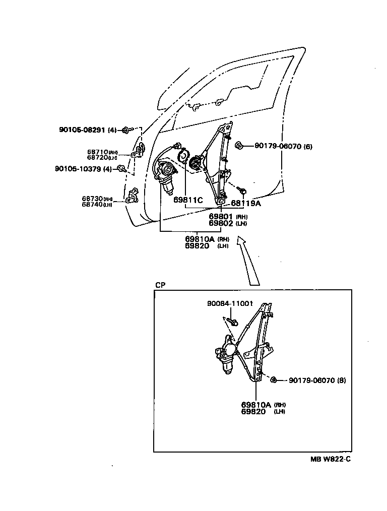  SCEPTER WG CP |  FRONT DOOR WINDOW REGULATOR HINGE