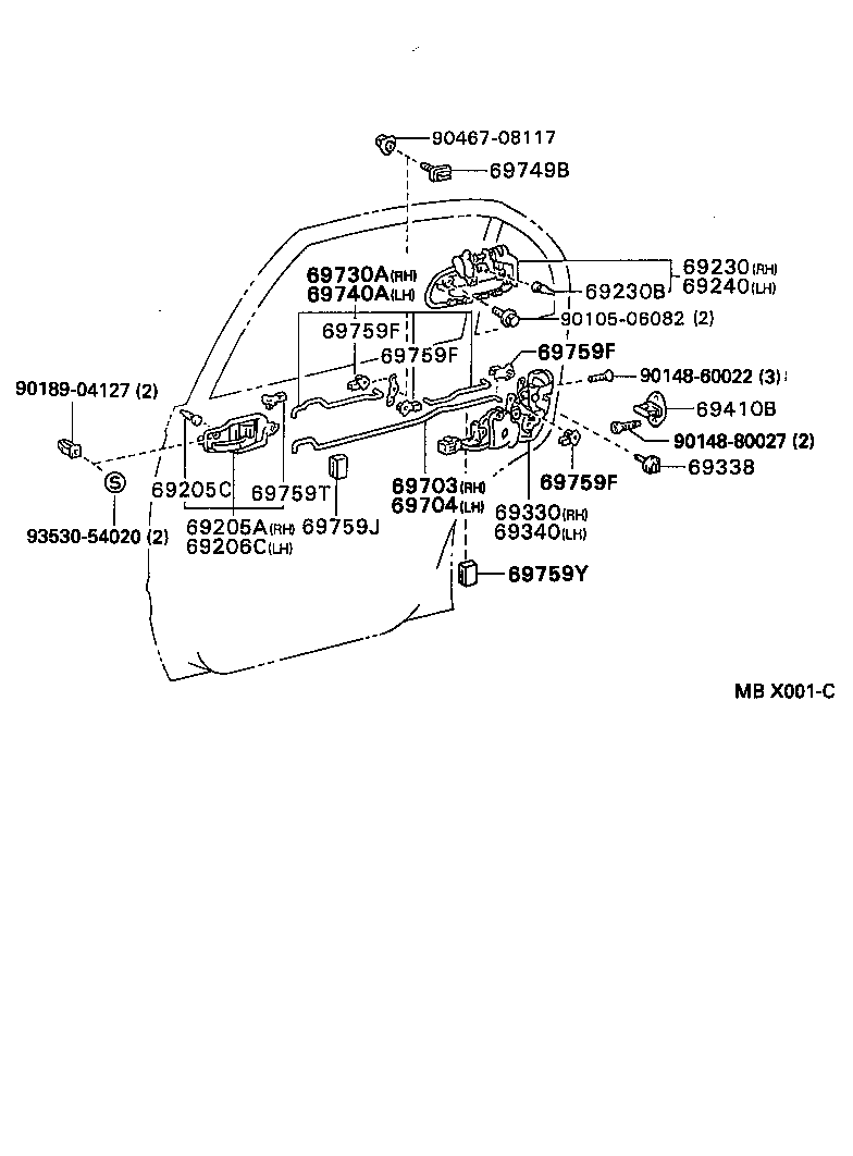  CARINA FF |  REAR DOOR LOCK HANDLE