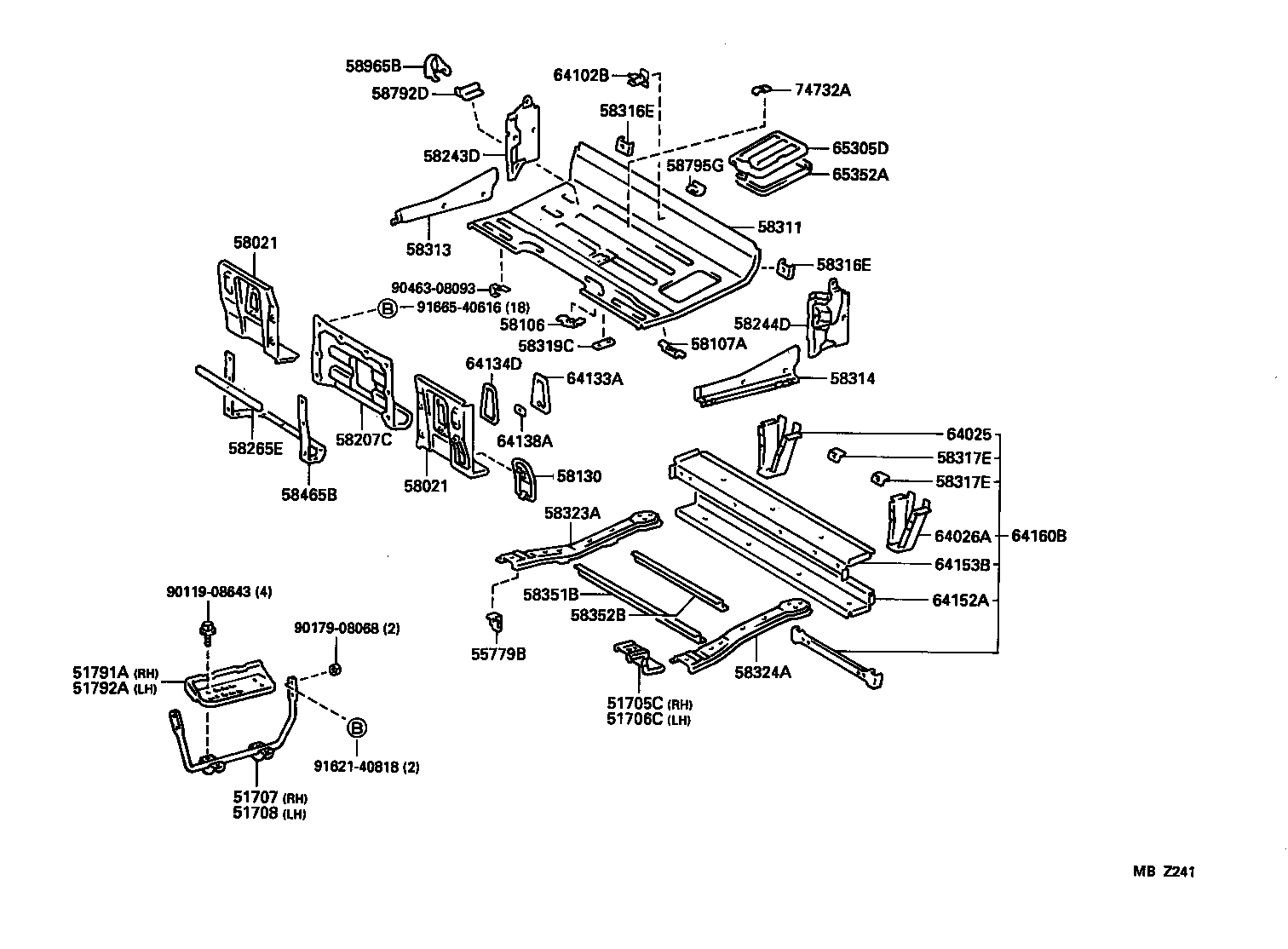  HIACE TRUCK |  REAR FLOOR PANEL REAR FLOOR MEMBER