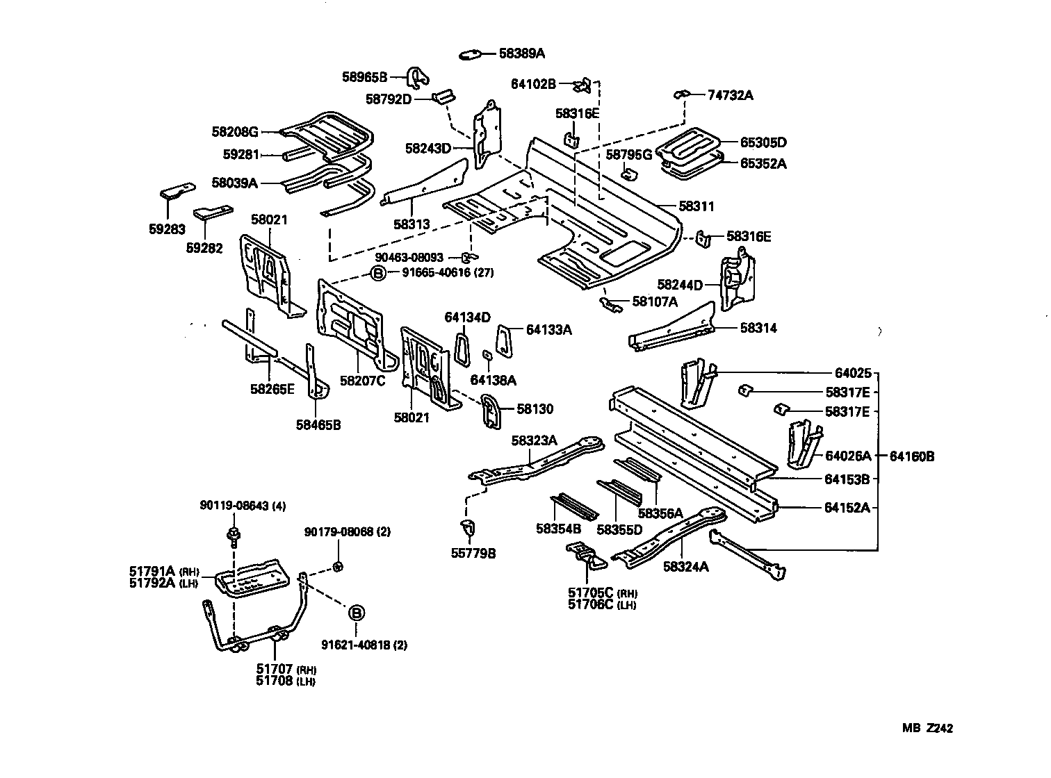  HIACE TRUCK |  REAR FLOOR PANEL REAR FLOOR MEMBER