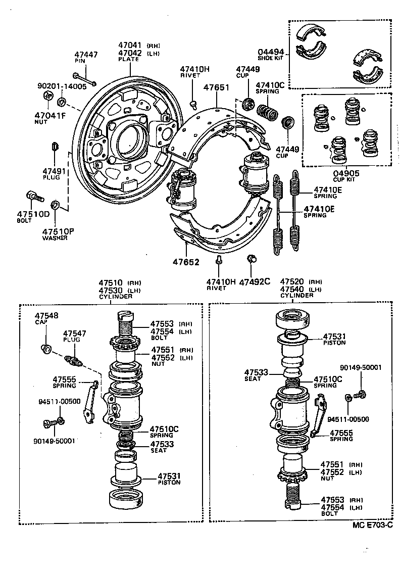  DYNA TOYOACE |  FRONT DRUM BRAKE WHEEL CYLINDER BACKING PLATE