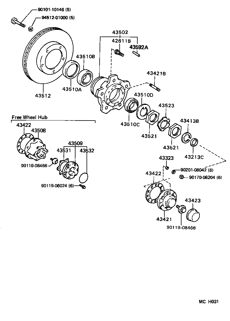  LITEACE VAN WAGON |  FRONT AXLE HUB