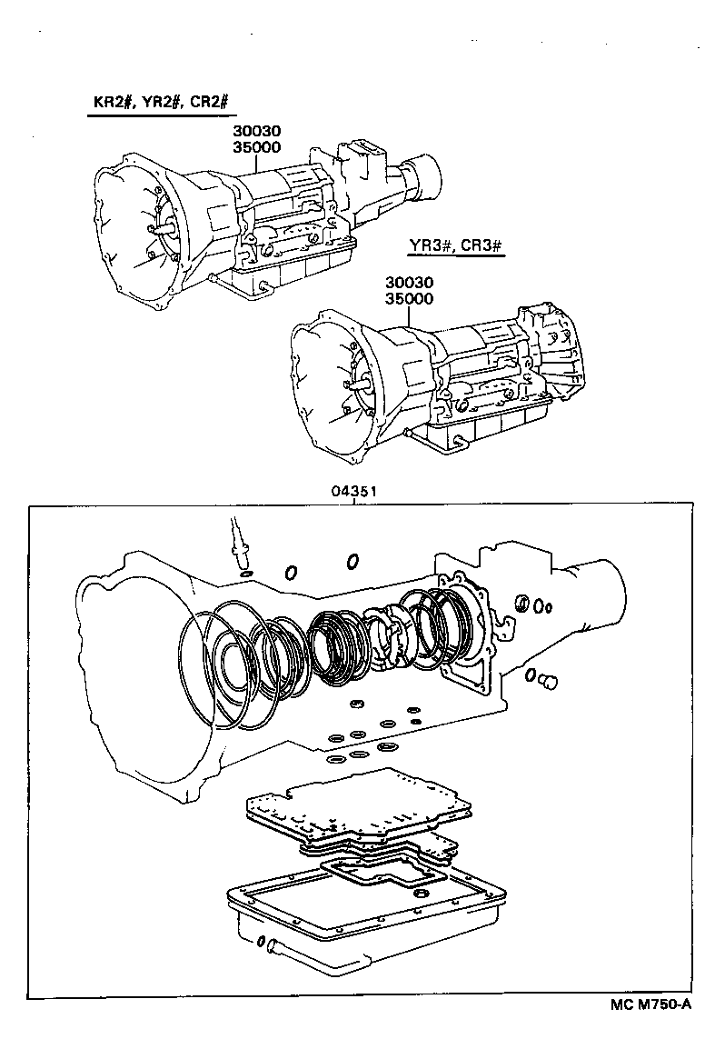 LITE TOWNACE V WG | TRANSAXLE OR TRANSMISSION ASSY GASKET KIT ATM