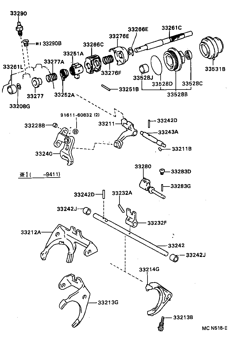  CARINA FF |  GEAR SHIFT FORK LEVER SHAFT MTM