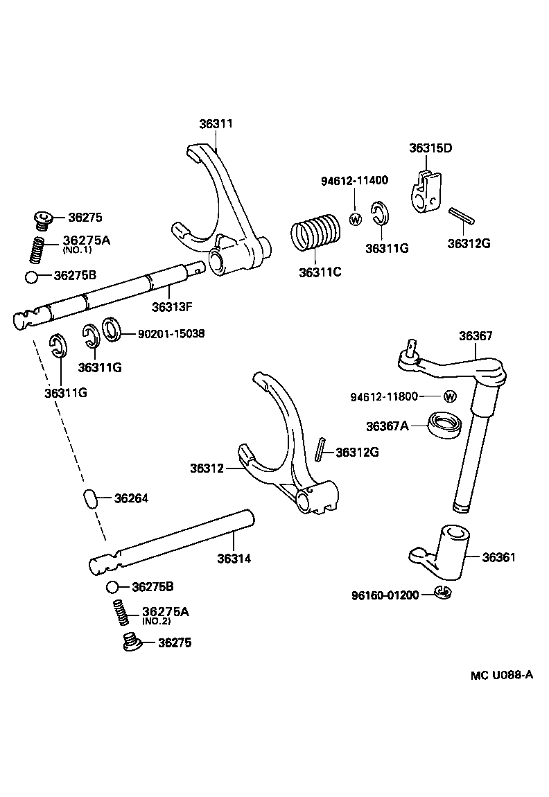 LITE TOWNACE V WG |  TRANSFER LEVER SHIFT ROD