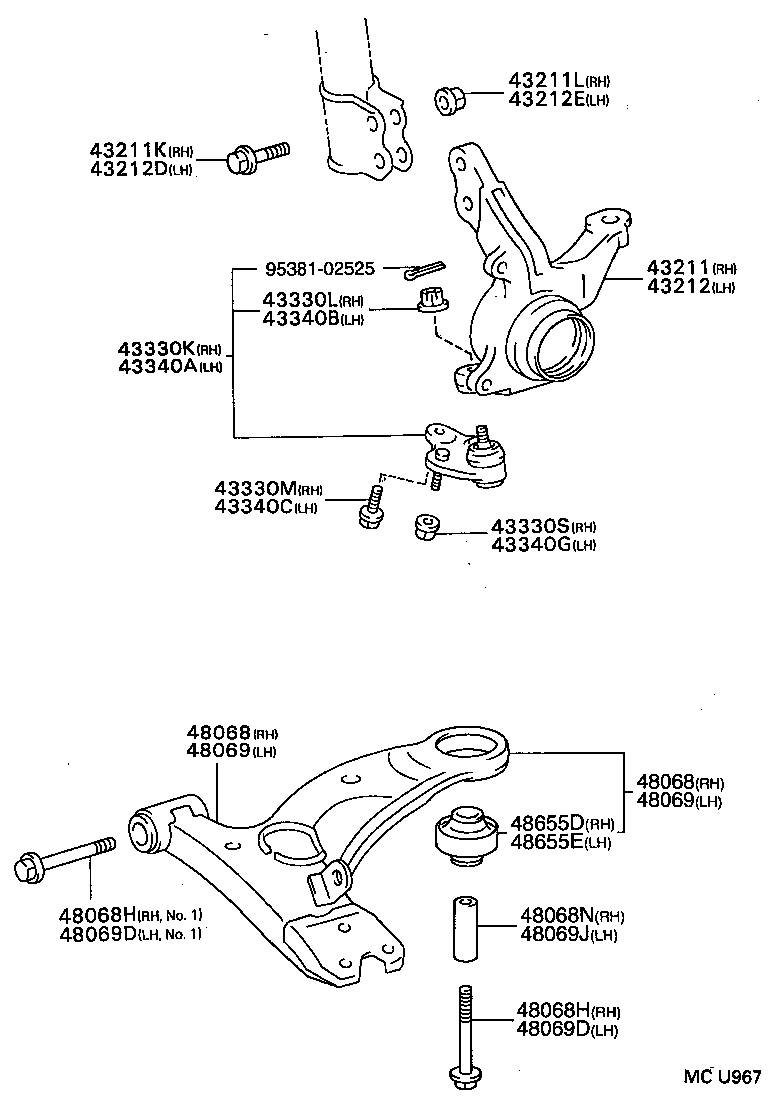  CARINA FF |  FRONT AXLE ARM STEERING KNUCKLE