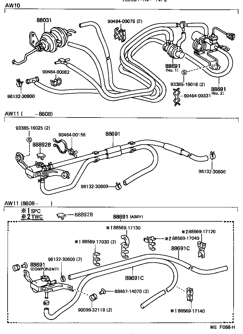  MR2 |  HEATING AIR CONDITIONING VACUUM PIPING