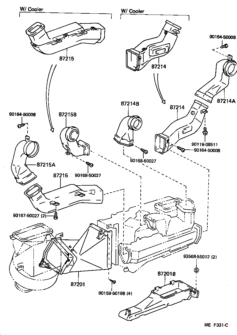  LAND CRUISER S T H T |  HEATING AIR CONDITIONING CONTROL AIR DUCT