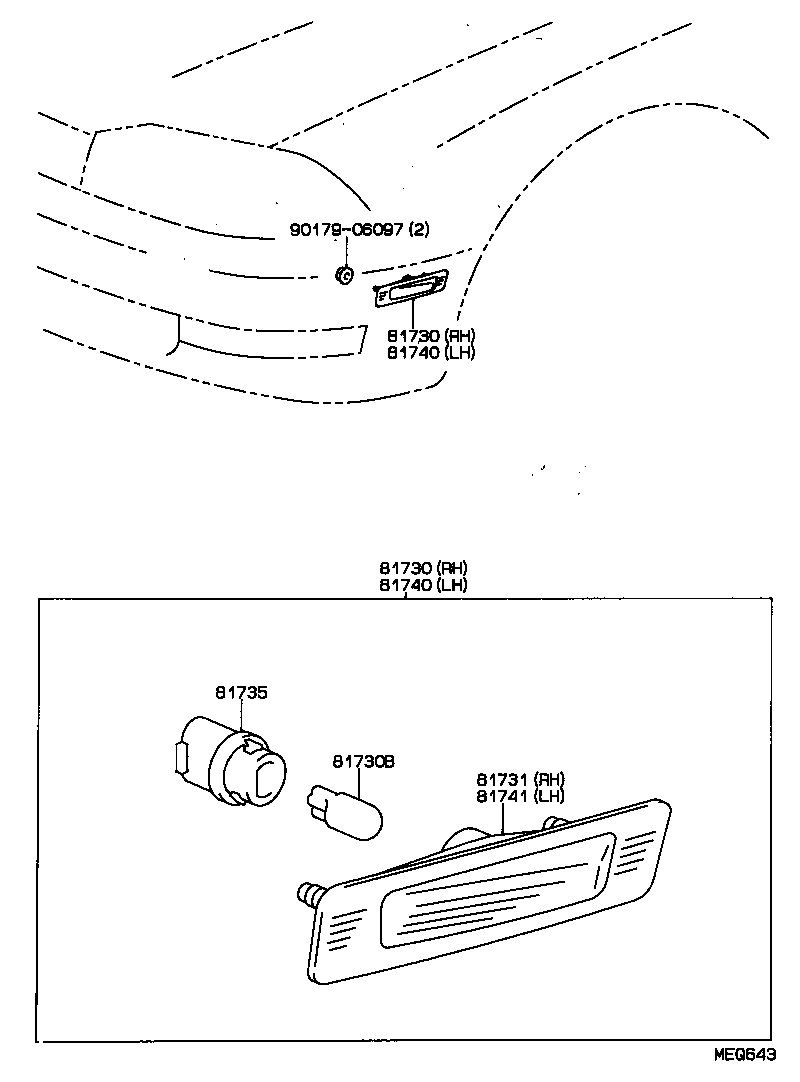 CAMRY VISTA |  SIDE TURN SIGNAL LAMP OUTER MIRROR LAMP