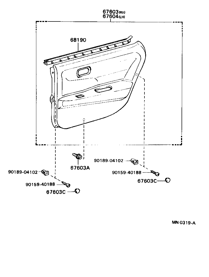  CARINA ED |  REAR DOOR PANEL GLASS